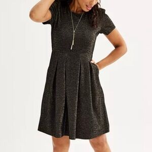 Draper James Black Short Sleeve Sparkle Mini Dress